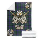 Sinclair Hunting Modern Tartan Gold Courage Symbol Blanket