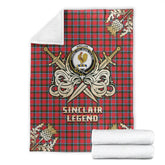 Sinclair Modern Tartan Gold Courage Symbol Blanket