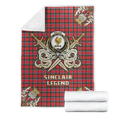Sinclair Modern Tartan Gold Courage Symbol Blanket