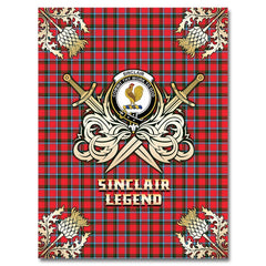 Sinclair Modern Tartan Gold Courage Symbol Blanket