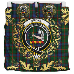 Skene 01 Tartan Crest Bedding Set - Golden Thistle Style