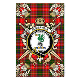 Somerville Modern Tartan Crest Black Garden Flag - Gold Thistle Style