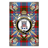 Spalding Tartan Crest Black Garden Flag - Gold Thistle Style