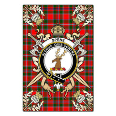 Spens Modern Tartan Crest Black Garden Flag - Gold Thistle Style