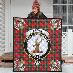 Spens Modern Tartan Crest Premium Quilt - Gold Thistle Style