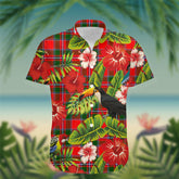Spens (or Spence) Tartan Hawaiian Shirt Hibiscus, Coconut, Parrot, Pineapple - Tropical Garden Shirt