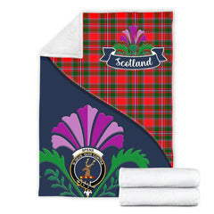 Spens (or Spence) Tartan Crest Premium Blanket - Thistle Style