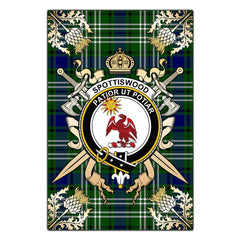 Spottiswood Tartan Crest Black Garden Flag - Gold Thistle Style