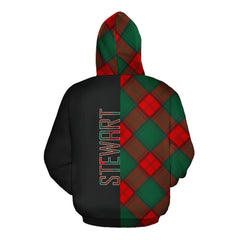 Stewart Atholl Modern Tartan Hoodie Half of Me - Cross Style