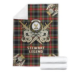 Stewart Black Tartan Gold Courage Symbol Blanket