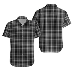 Stewart Black and White Tartan Hawaiian Shirt