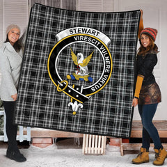Stewart Black and White Tartan Crest Quilt