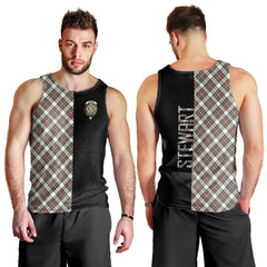 Stewart Dress Ancient Tartan Crest Men's Tank Top - Cross Style