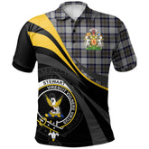 Stewart Dress Blue Tartan Polo Shirt - Royal Coat Of Arms Style