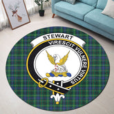 Stewart Hunting Modern Tartan Crest Round Rug
