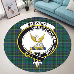 Stewart Hunting Modern Tartan Crest Round Rug