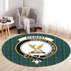 Stewart Hunting Modern Tartan Crest Round Rug