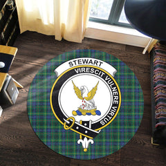 Stewart Hunting Modern Tartan Crest Round Rug