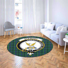 Stewart Hunting Modern Tartan Crest Round Rug