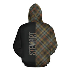 Stewart Hunting Weathered Tartan Hoodie Half of Me - Cross Style
