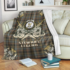 Stewart Hunting Weathered Tartan Gold Courage Symbol Blanket