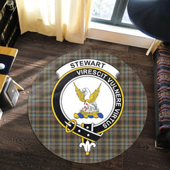 Stewart Hunting Weathered Tartan Crest Round Rug