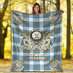 Stewart Muted Blue Tartan Gold Courage Symbol Blanket