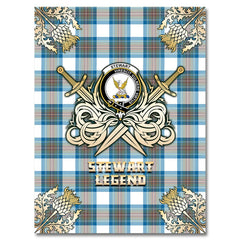 Stewart Muted Blue Tartan Gold Courage Symbol Blanket