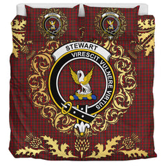 Stewart Royal 01 Tartan Crest Bedding Set - Golden Thistle Style