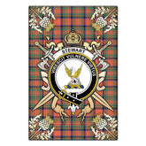 Stewart Royal Ancient Tartan Crest Black Garden Flag - Gold Thistle Style