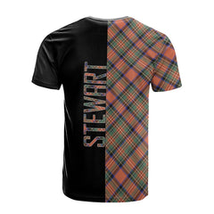 Stewart Royal Ancient Tartan T-Shirt Half of Me - Cross Style