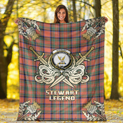 Stewart Royal Ancient Tartan Gold Courage Symbol Blanket