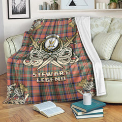 Stewart Royal Ancient Tartan Gold Courage Symbol Blanket