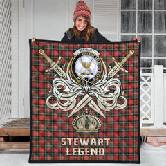 Stewart Royal Modern Tartan Crest Legend Gold Royal Premium Quilt