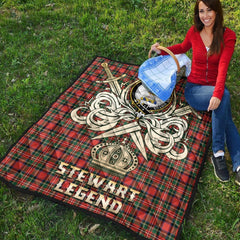 Stewart Royal Modern Tartan Crest Legend Gold Royal Premium Quilt