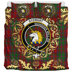 Stewart of Appin 01 Tartan Crest Bedding Set - Golden Thistle Style