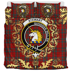 Stewart of Appin 03 Tartan Crest Bedding Set - Golden Thistle Style