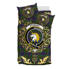 Stewart of Appin Hunting Tartan Crest Bedding Set - Golden Thistle Style