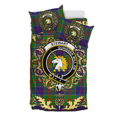 Stewart of Appin Hunting Modern Tartan Crest Bedding Set - Golden Thistle Style