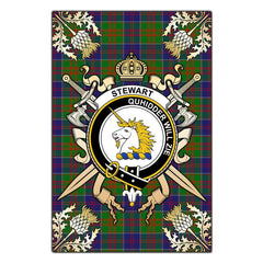 Stewart of Appin Hunting Modern Tartan Crest Black Garden Flag - Gold Thistle Style