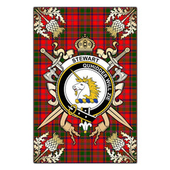 Stewart of Appin Modern Tartan Crest Black Garden Flag - Gold Thistle Style