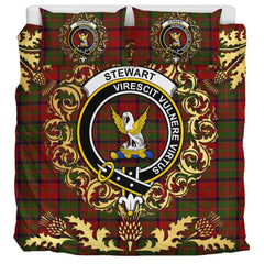 Stewart of Ardshiel Tartan Crest Bedding Set - Golden Thistle Style