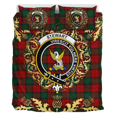 Stewart of Atholl Tartan Crest Bedding Set - Golden Thistle Style