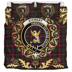 Stewart of Bute Hunting Tartan Crest Bedding Set - Golden Thistle Style