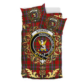 Stewart of Fingask Tartan Crest Bedding Set - Golden Thistle Style