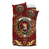 Stewart of Rothesay 01 Tartan Crest Bedding Set - Golden Thistle Style