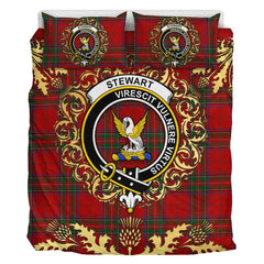 Stewart of Rothesay 02 Tartan Crest Bedding Set - Golden Thistle Style