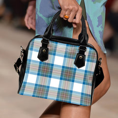 Stewart Muted Blue Tartan Shoulder Handbags
