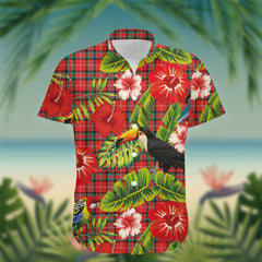Stewart (Stuart) of Bute Tartan Hawaiian Shirt Hibiscus, Coconut, Parrot, Pineapple - Tropical Garden Shirt