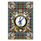 Stirling Bannockburn Tartan Crest Black Garden Flag - Gold Thistle Style